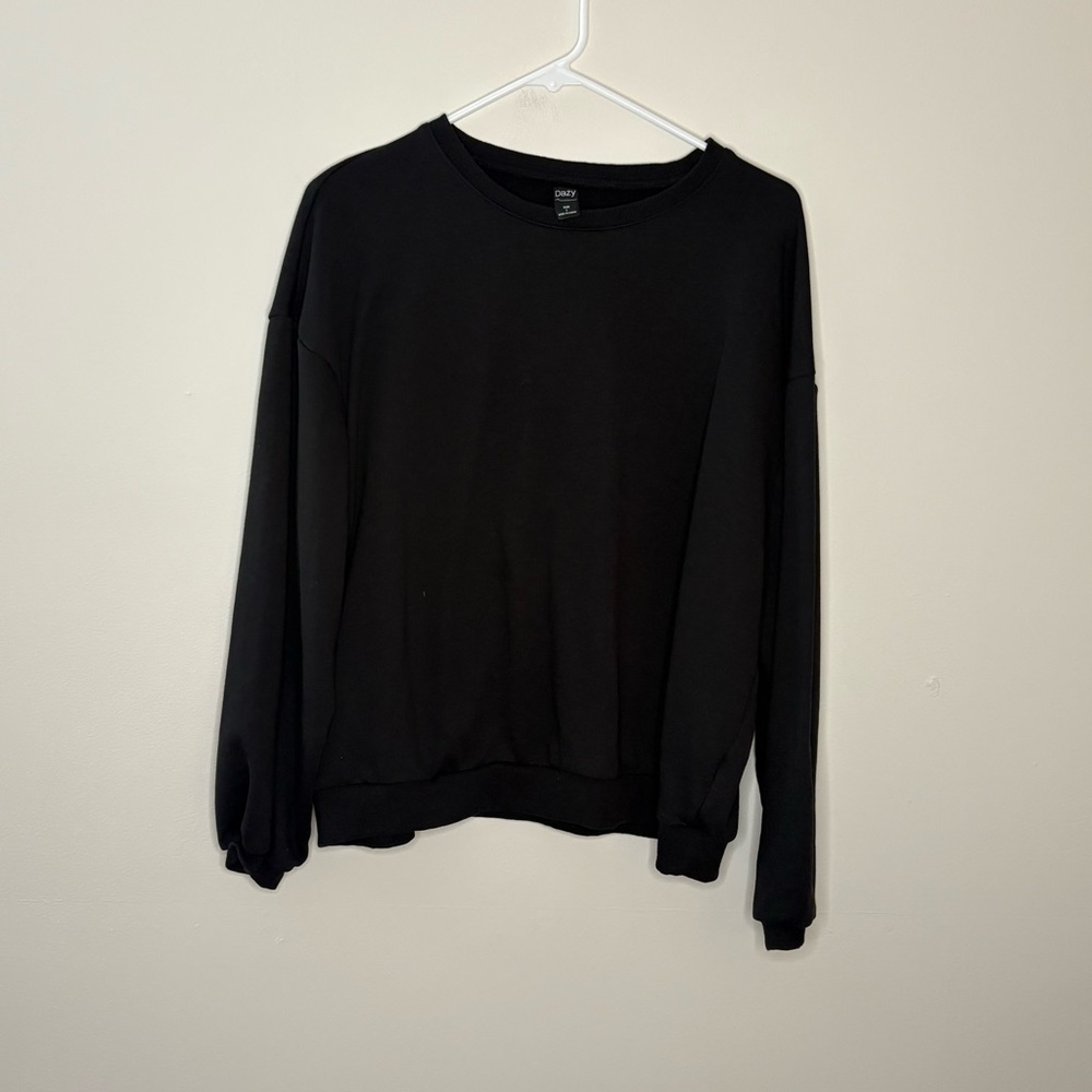 Dazy Women’s Black large Oversized Boxy Long Sleeve sweatshirt
